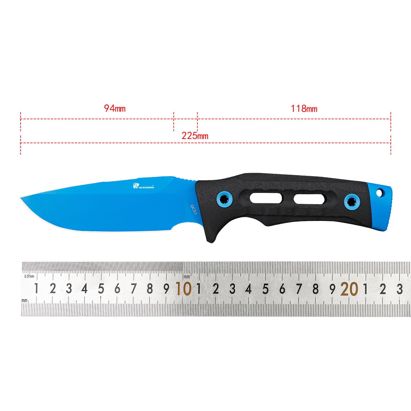ROCK APEX DC53 Blue Fixed Blade | G10 EDC Camping Knife – HX OUTDOORS