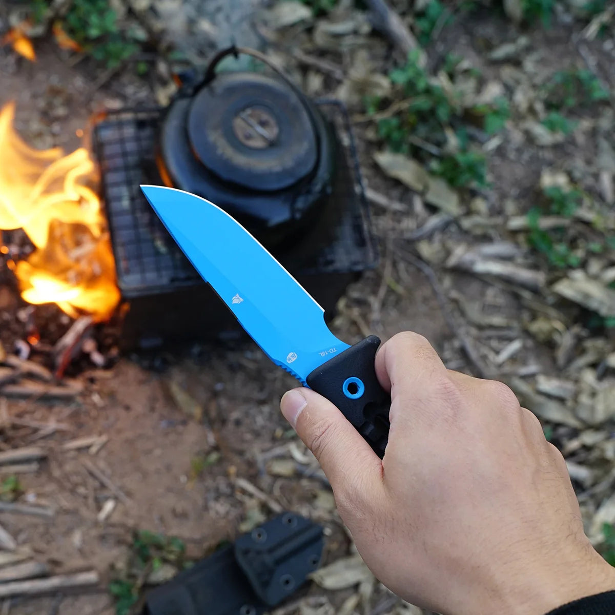 ROCK APEX Fixed Blade | 3.7" Blue DC53 Blade | Black G10 Handle | HX OUTDOORS TD-18L