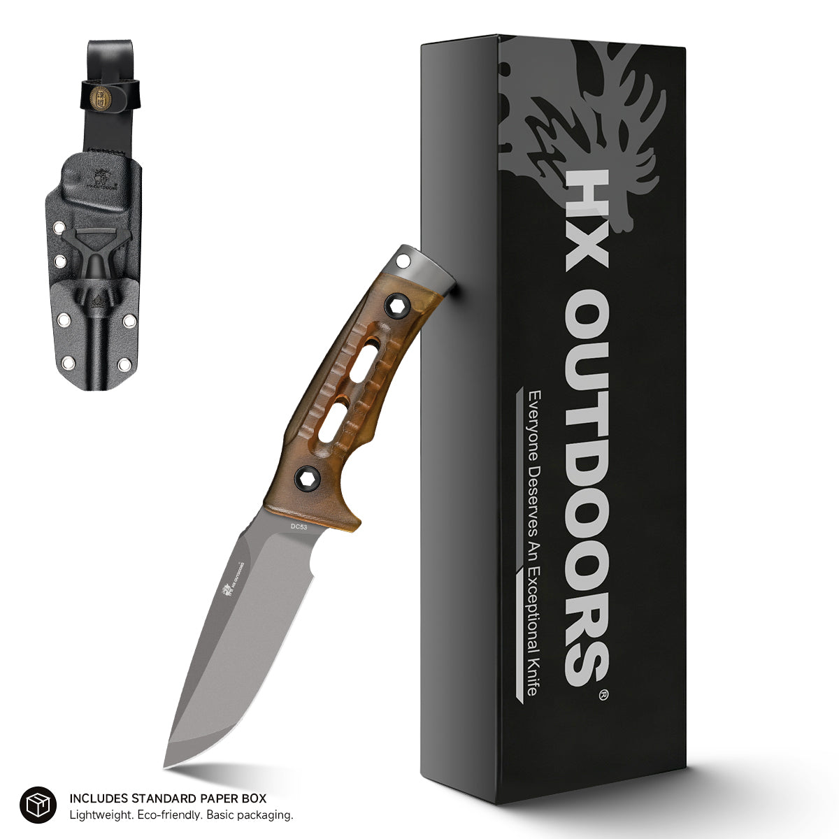 ROCK APEX PEI Edition DC53 Fixed Blade | Amber PEI EDC Camping Knife