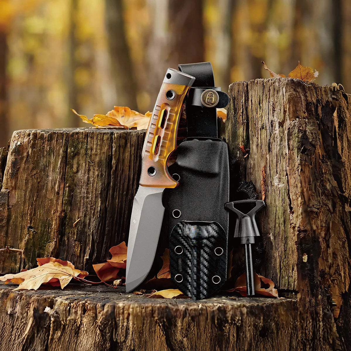 ROCK APEX Fixed Blade | 3.7" Gray Titanium Coating DC53 Blade | PEI Handle | HX OUTDOORS TD-18P