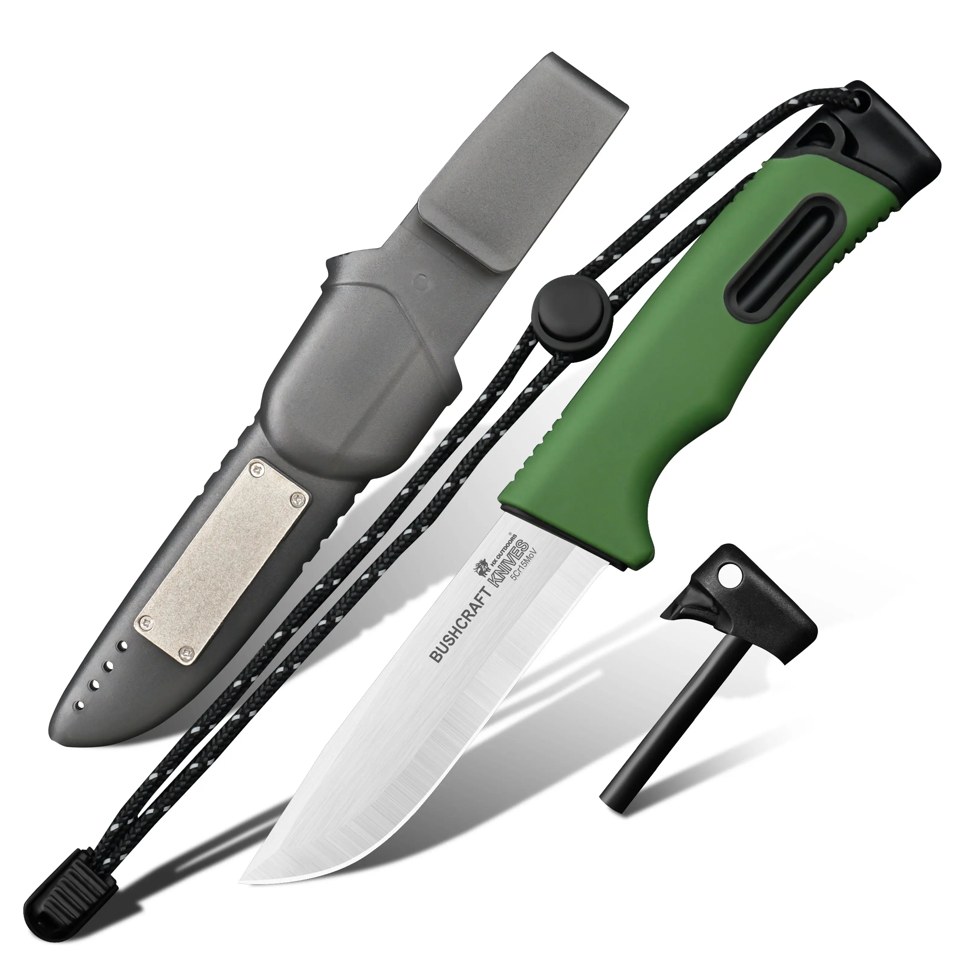 SURVIVAL MASTER 5Cr15 Fixed Blade | Green TPR EDC Camping Knife