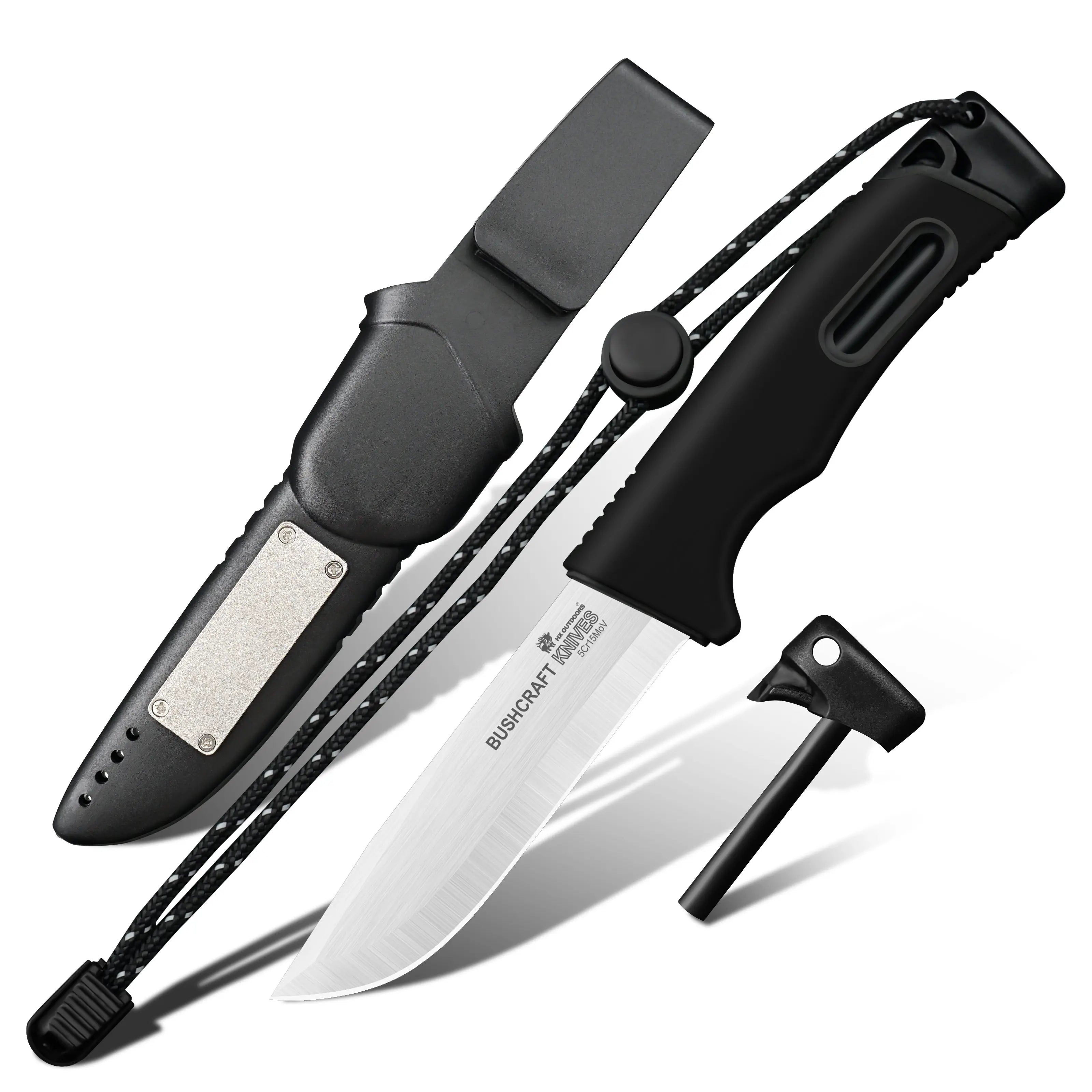 SURVIVAL MASTER 5Cr15 Fixed Blade | Black TPR EDC Camping Knife