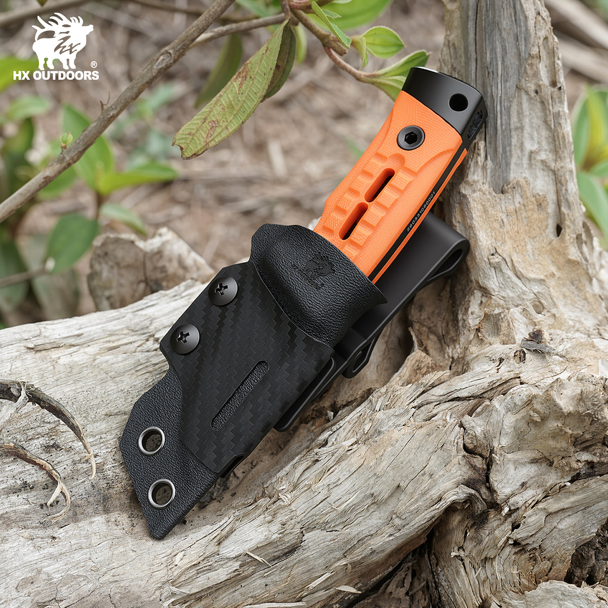 ROCK APEX MINI Black Titanium Coating DC53 Fixed Blade Orange G10