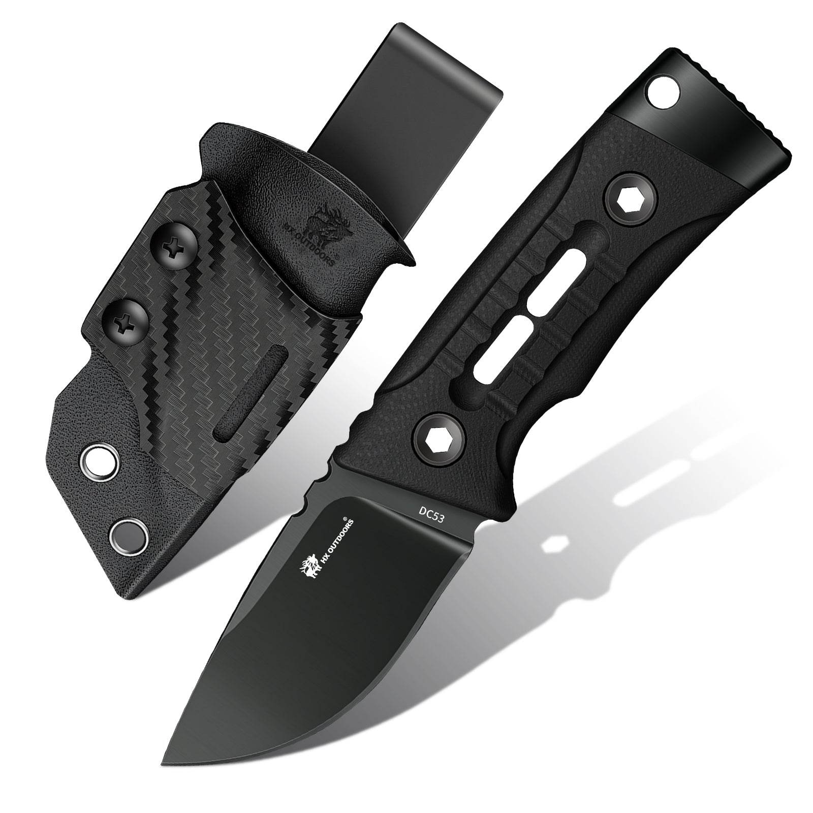 ROCK APEX MINI Fixed Blade | 2.28" Black Titanium Coating DC53 Blade | Black G10 Handle | HX OUTDOORS TD-26B