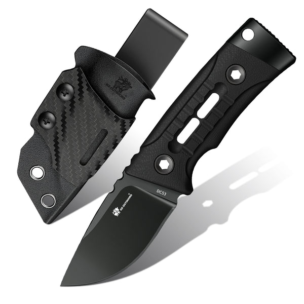 ROCK APEX MINI Black Titanium Coating DC53 Fixed Blade G10 EDC