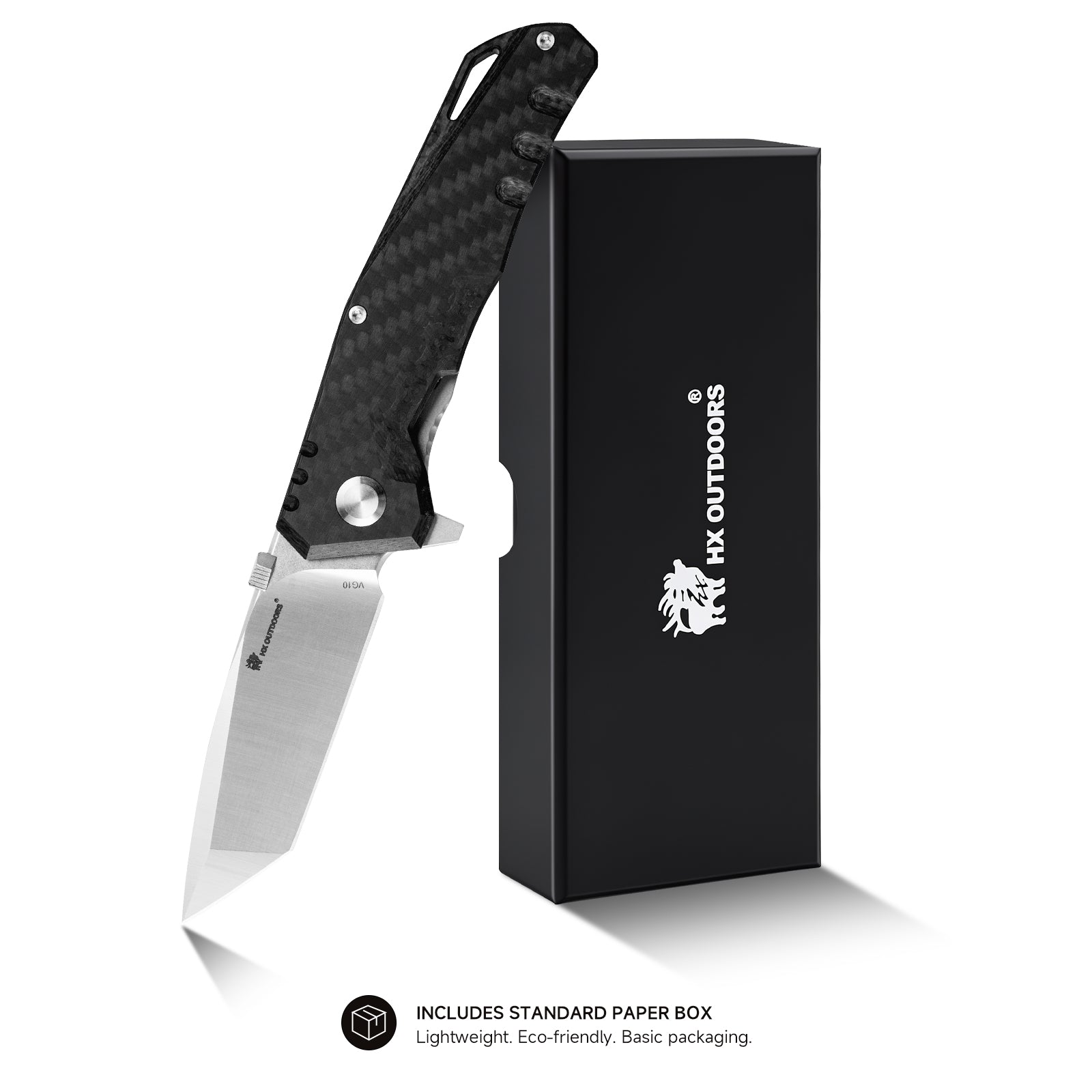 COBRA Pocket Knife | Frame Lock | 2.76" VG10 Blade | Carbon Fiber & Titanium Alloy Handle | HX OUTDOORS ZD-005