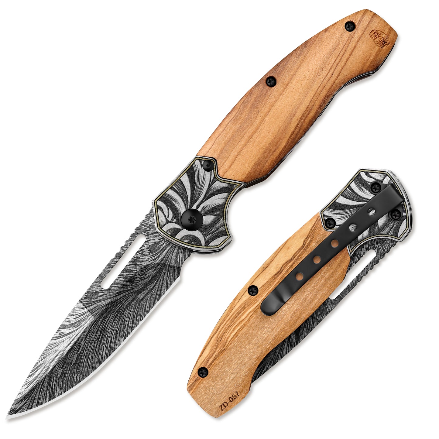 Folding Knives HX OUTDOORS 3.14" 5CR15 EDC GRIFFIN Slip Joint Folding Utility Knife With Olive Handle ZD-057 from HX OUTDOORS