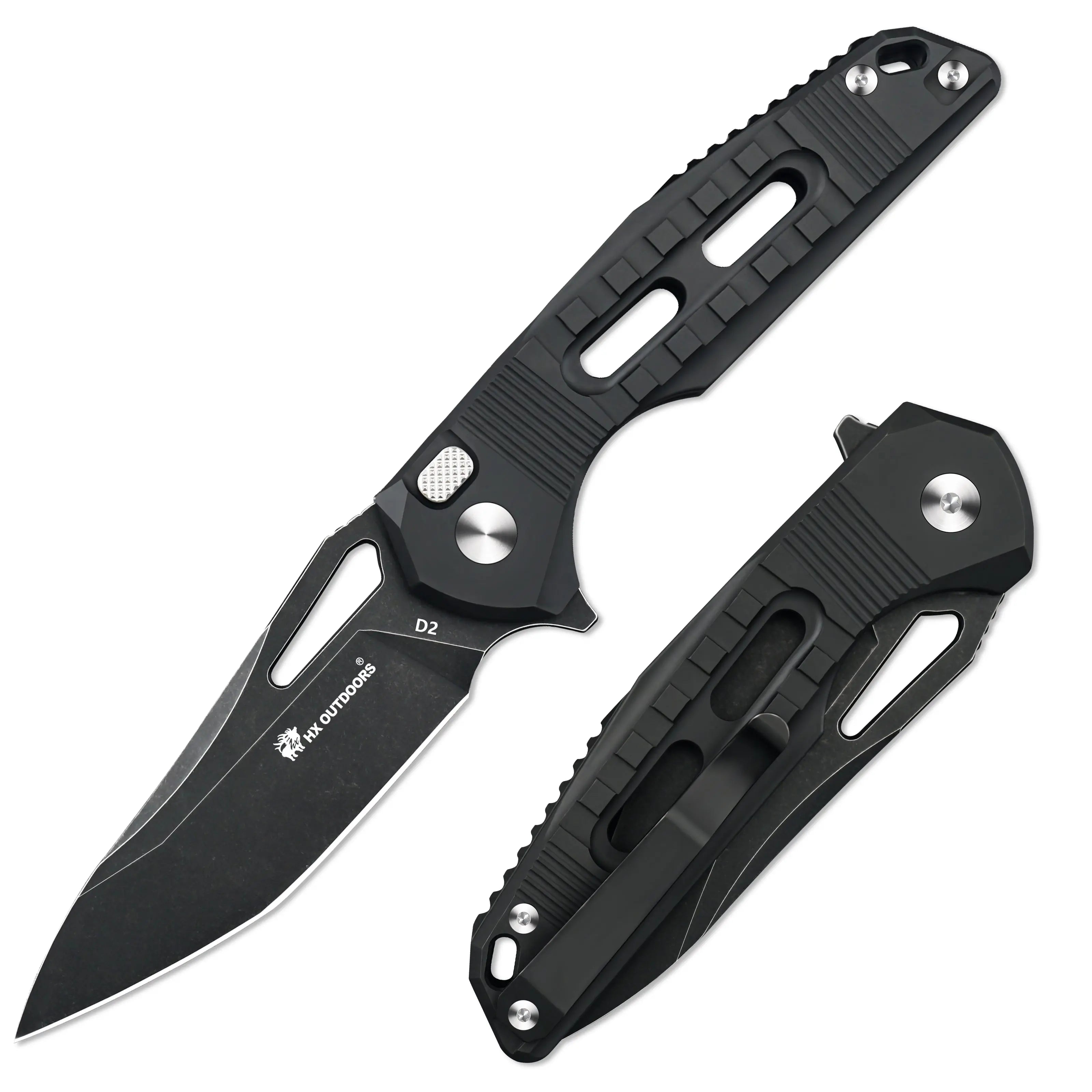 Pocket Knife HX OUTDOORS REINFORCED ROCK ONYX 2.87" D2 BUTTON LOCK Titanium alloy Tactical Folding Knife  Camping, Hunting, And Outdoors ZD-104C-S from HX OUTDOORS