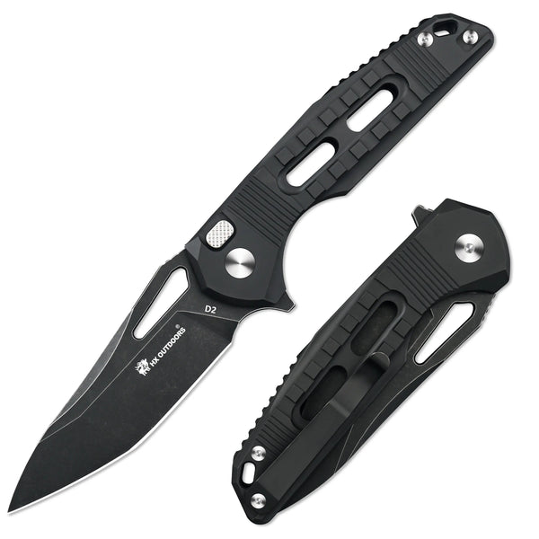 ROCK ONYX D2 Titanium | EDC Button Lock Pocket Knife
