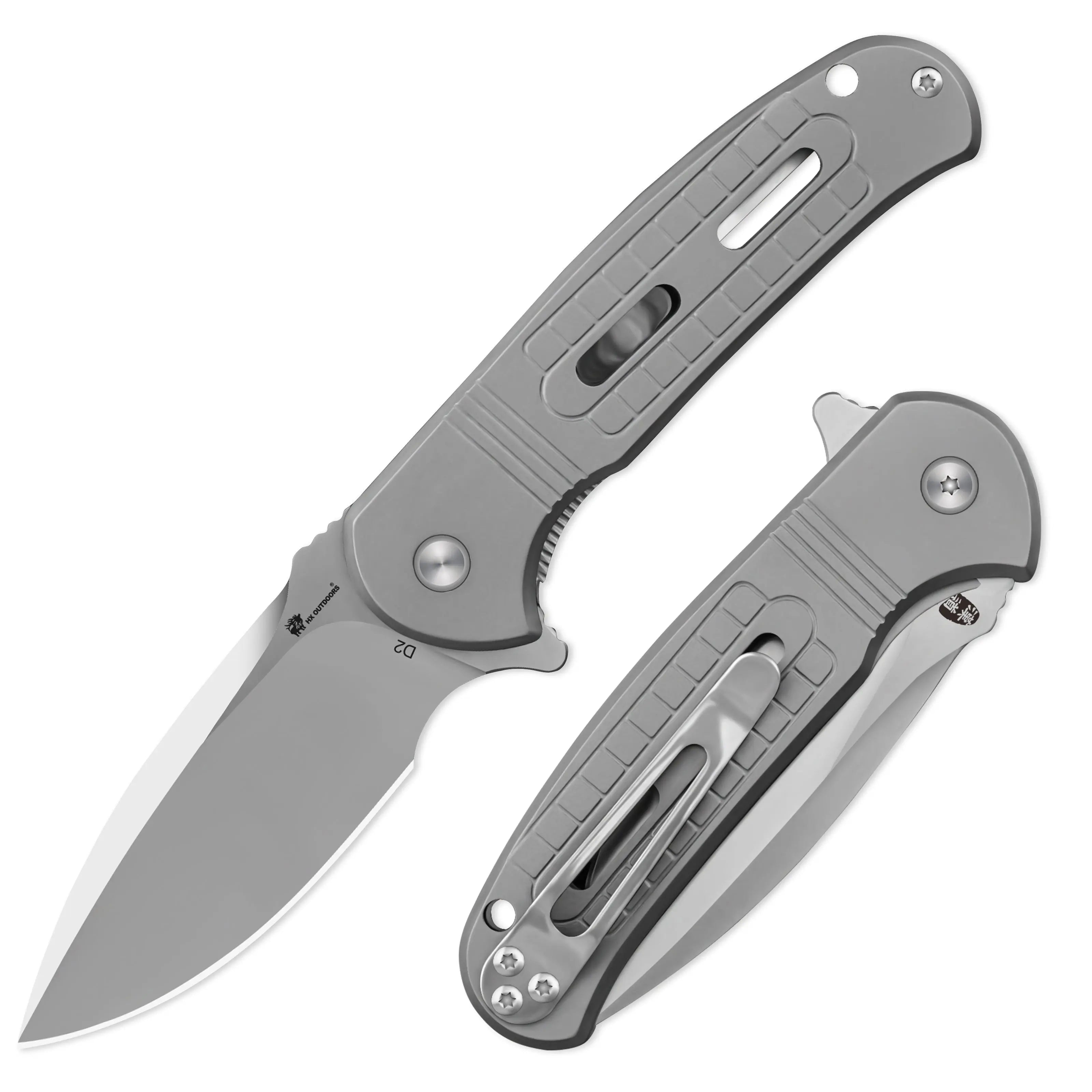 Pocket Knife HX OUTDOORS  ROCK SAPPHIRE 2.4" D2 TITANIUM Drop Point Pocket Knife Camping Outdoor ZD-113S from HX OUTDOORS