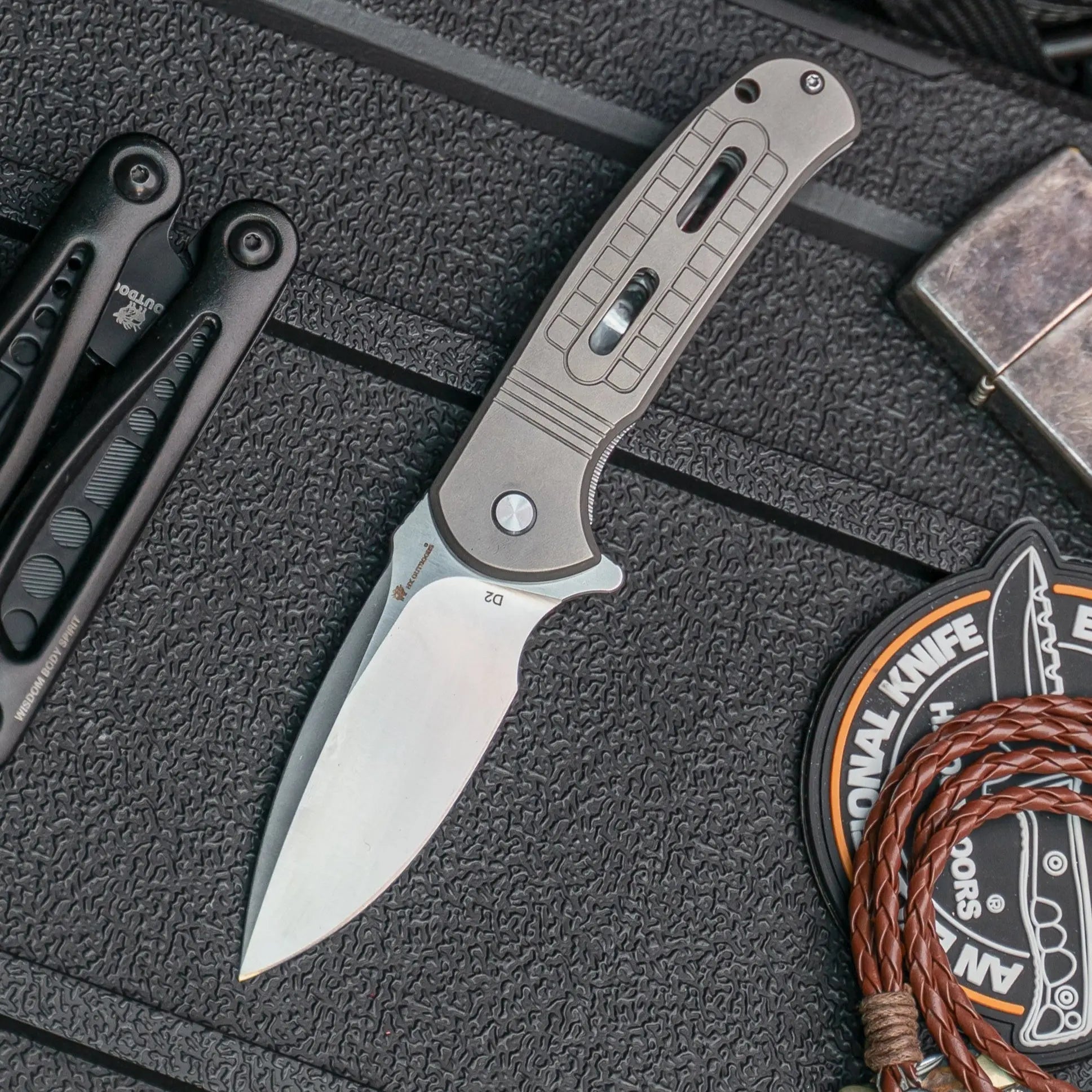 Pocket Knife HX OUTDOORS  ROCK SAPPHIRE 2.4" D2 TITANIUM Drop Point Pocket Knife Camping Outdoor ZD-113S from HX OUTDOORS