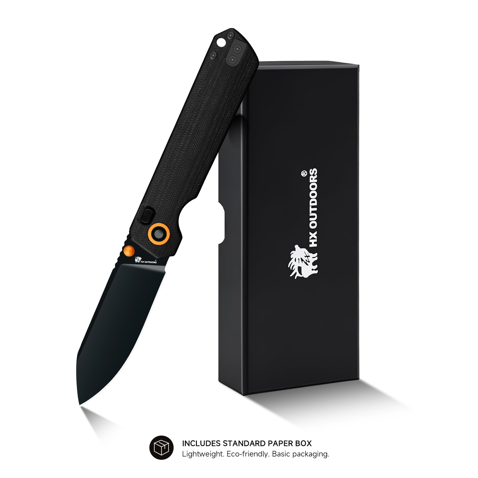 HXOUTDOORS HYLA 14C28N Silver Blade Black G10 Handle | EDC Button