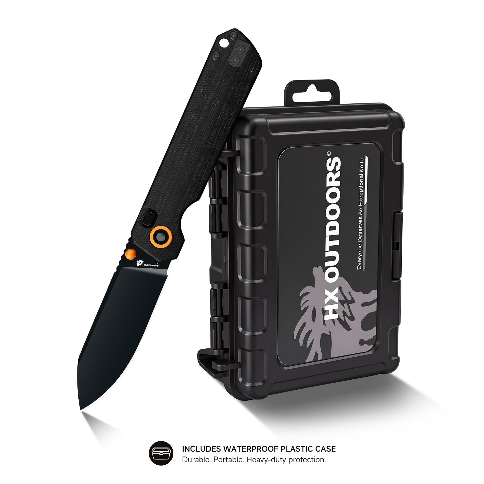 HXOUTDOORS HYLA 14C28N Silver Blade Black G10 Handle | EDC Button