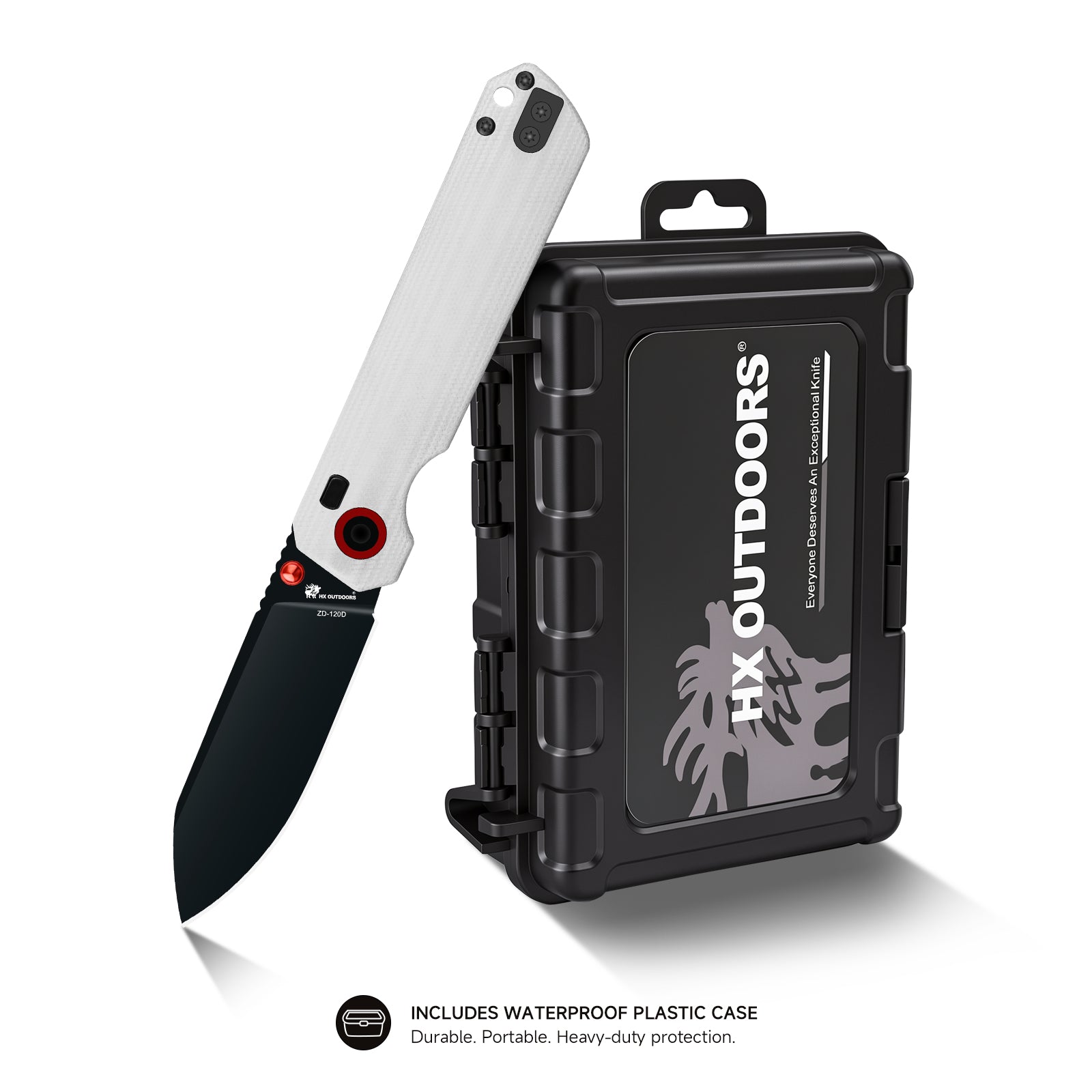 HYLA | Pocket Knife | Button Lock | 2.91" 14C28N Black Blade | White G10 Handle | HX OUTDOORS ZD-120S-D