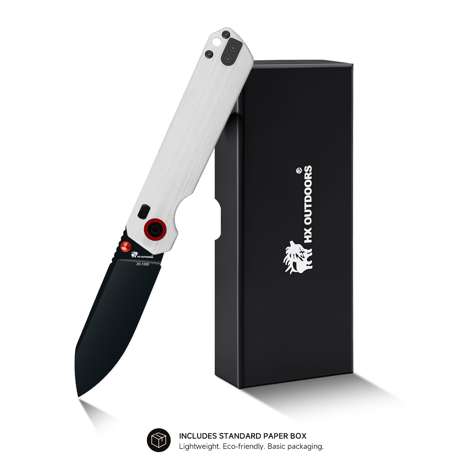 HYLA | Pocket Knife | Button Lock | 2.91" 14C28N Black Blade | White G10 Handle | HX OUTDOORS ZD-120S-D