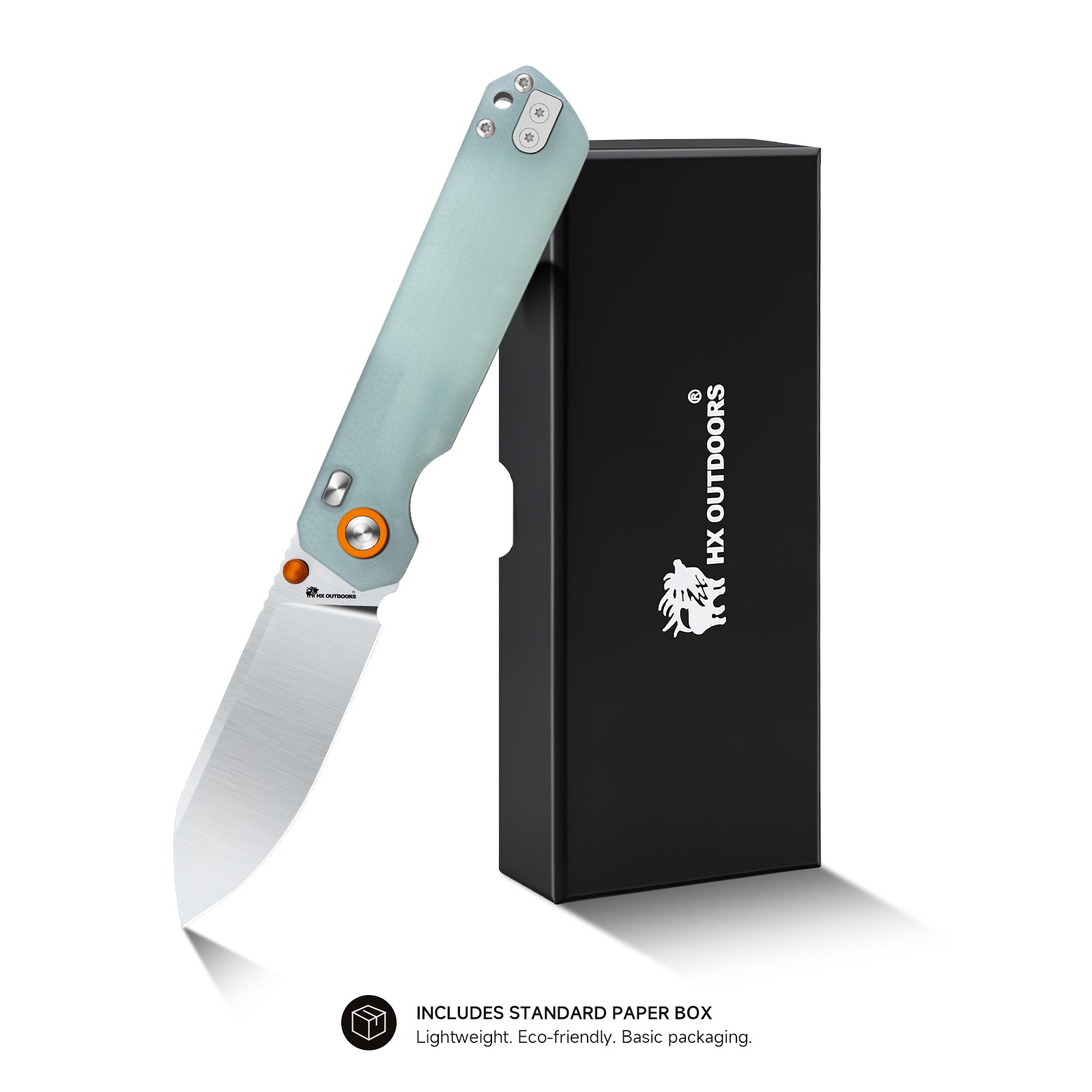 HYLA Pocket Knife | Button Lock | 2.91" 14C28N Silver Blade | Natural Green G10 Handle | HX OUTDOORS ZD-120S