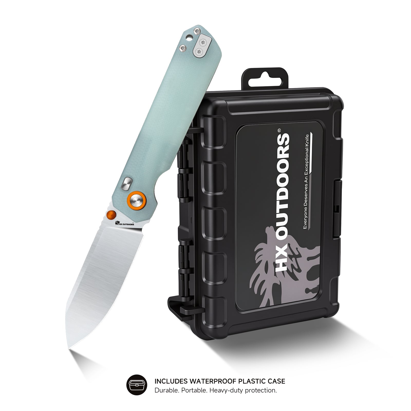 HYLA Pocket Knife | Button Lock | 2.91" 14C28N Silver Blade | Natural Green G10 Handle | HX OUTDOORS ZD-120S