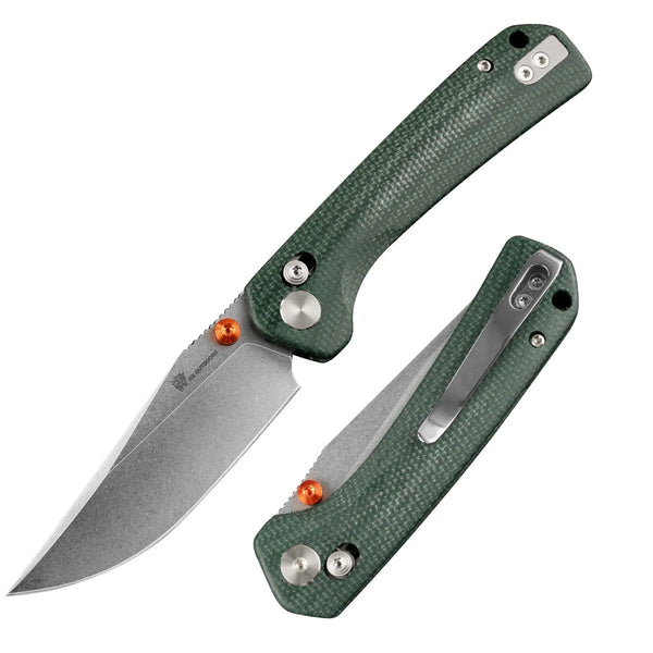 COOL KID 14C28N Blade Green Micarta Handle | EDC Crossbar Lock