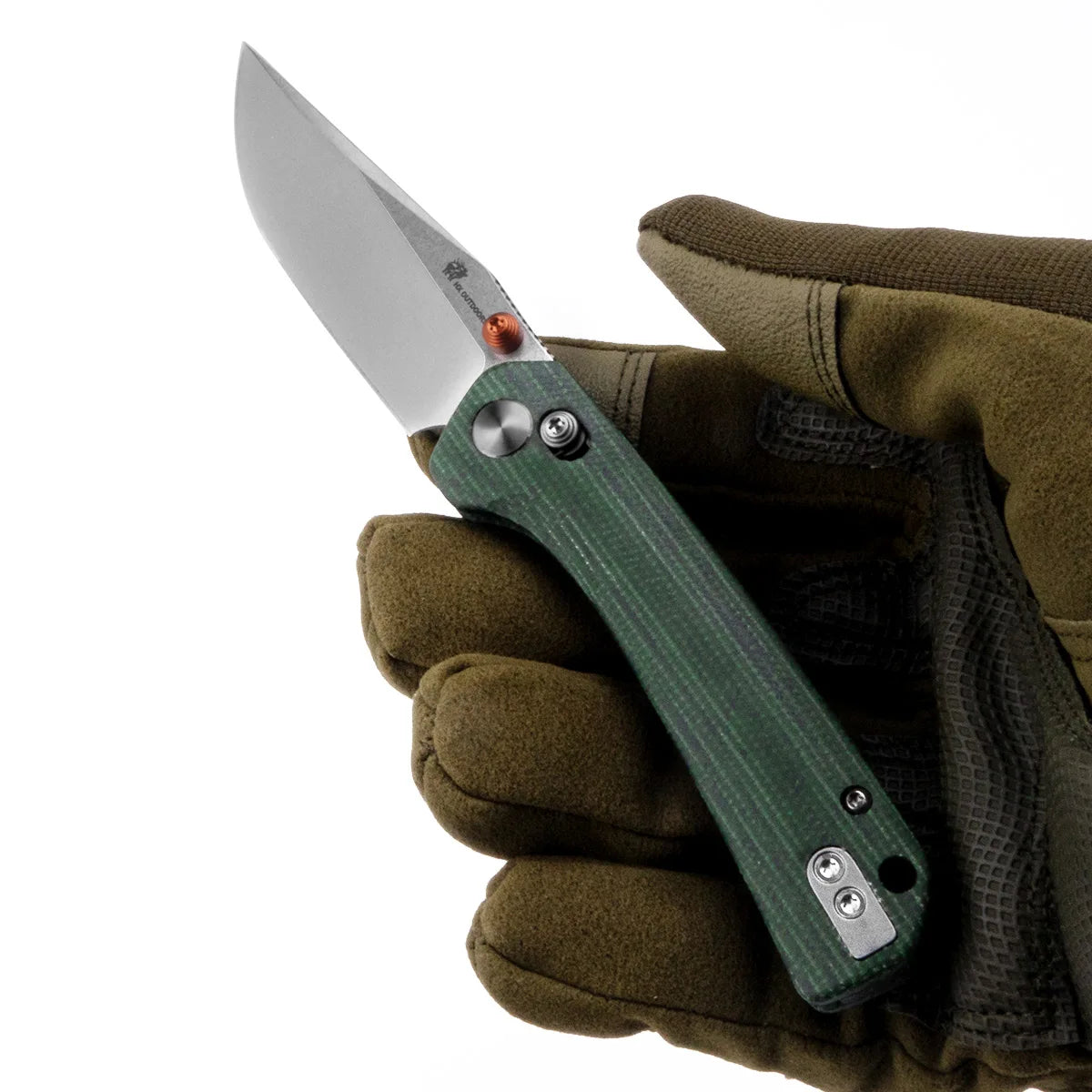 COOL KID Pocket Knife | Crossbar Lock | 3.35" 14C28N Blade | Green Micarta Handle | HX OUTDOORS ZD-123S