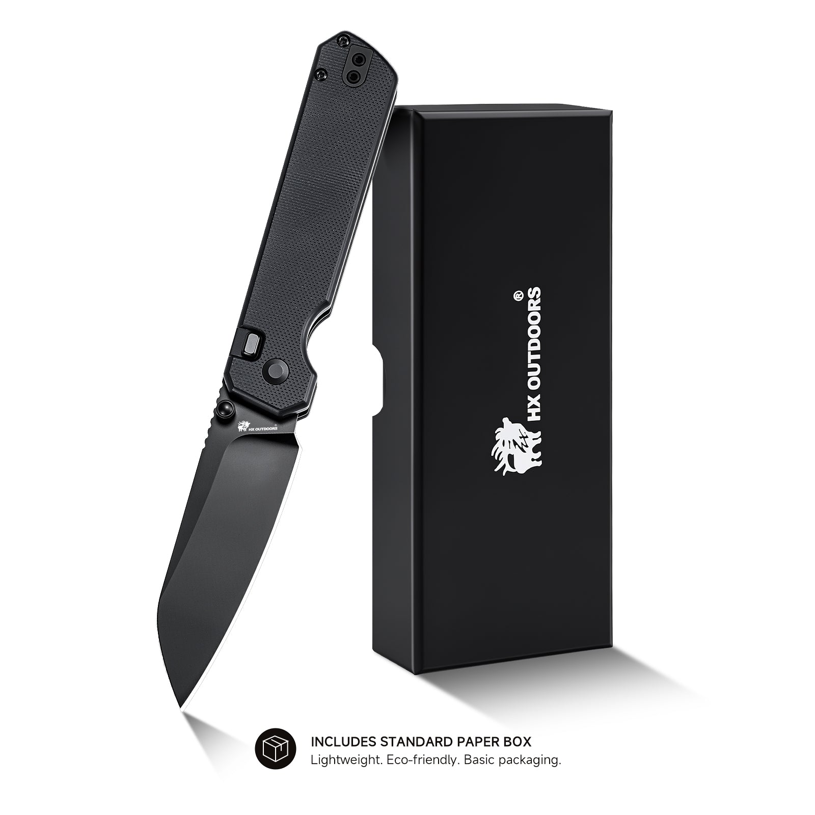 HYLA | Pocket Knife | Button Lock | 2.98" 14C28N Black Blade | Black G10 Handle | HX OUTDOORS ZD-130S-B