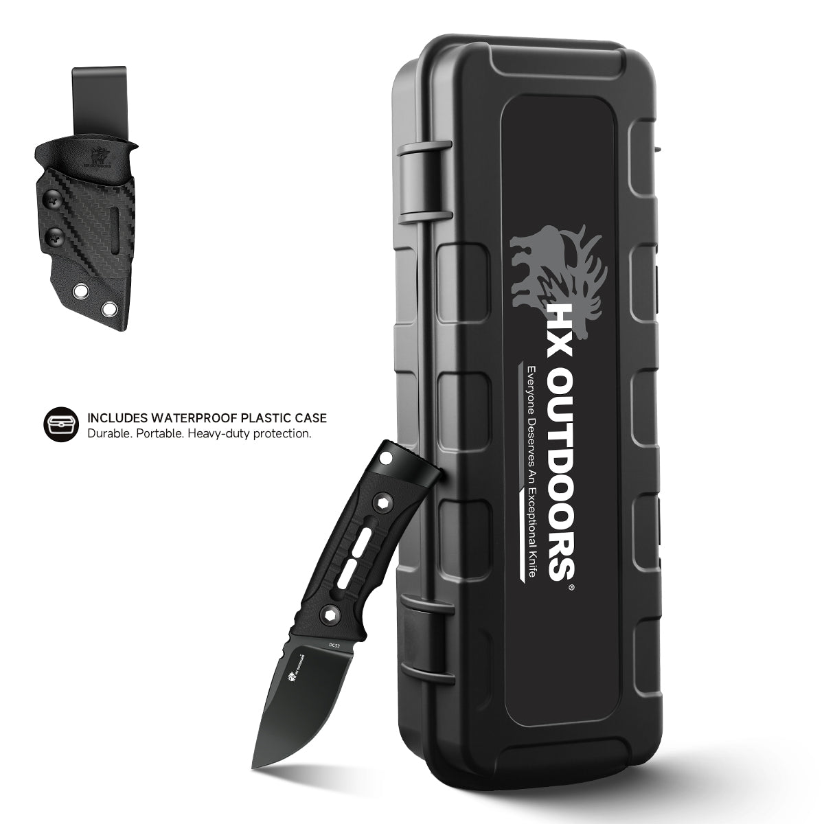 ROCK APEX MINI Fixed Blade | 2.28" Black Titanium Coating DC53 Blade | Black G10 Handle | HX OUTDOORS TD-26B