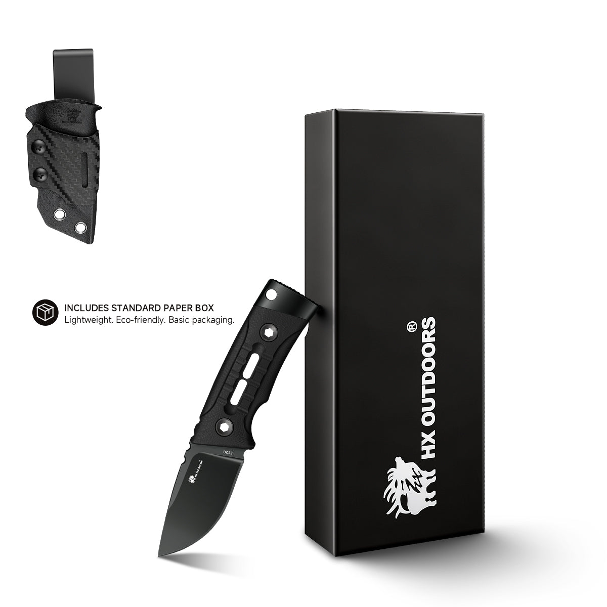 ROCK APEX MINI Black Titanium Coating DC53 Fixed Blade G10 EDC